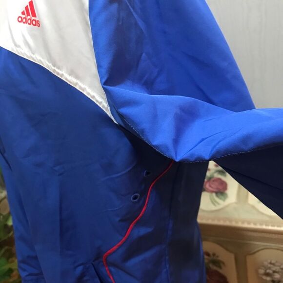 Vintage Adidas Mesh Lined Windbreaker Jacket Bue White Sz XL - Picture 9 of 16